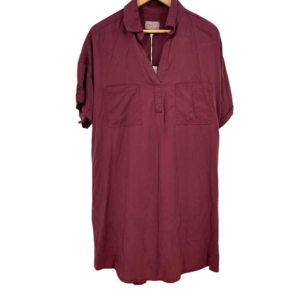 Universal Thread Burgundy Shift Dress Short Sleeve Lyocell Mini XL
